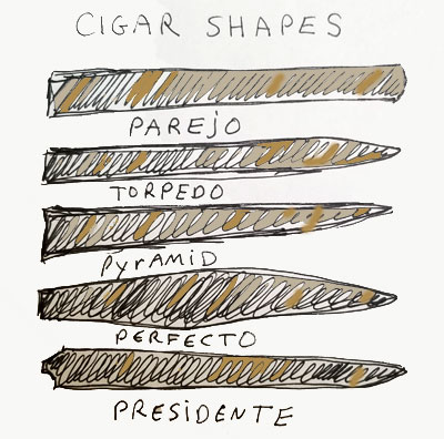 Cigars shapes - drawing by Janice Boling