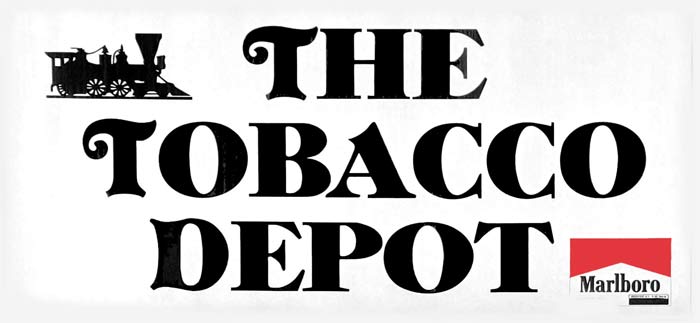 The Tobacco Depot with train logo