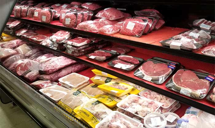Meat case at Foodland